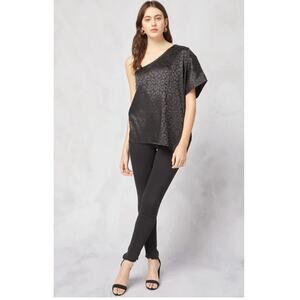 Entro Boutique One Shoulder Leopard top Black